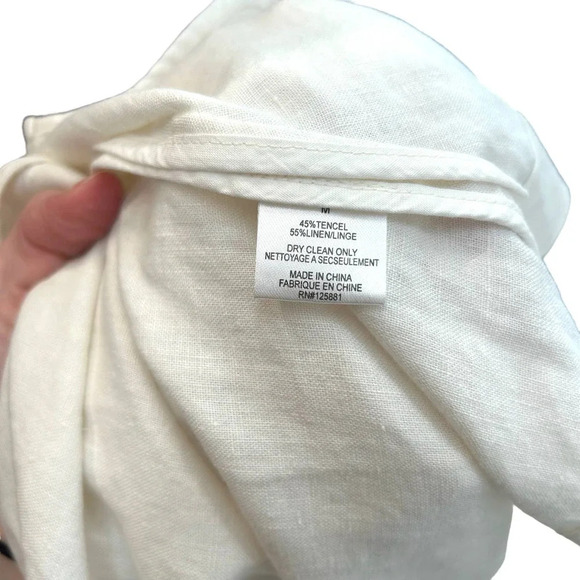 Brochu Walker White Tencel Linen Open Front Waterfall Blazer Jacket Size Medium - Picture 6 of 7